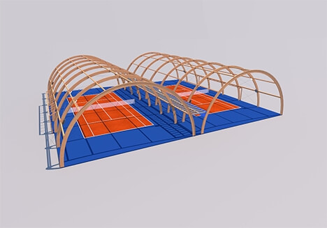 kort tenisowy - hala łukowa podwójna
